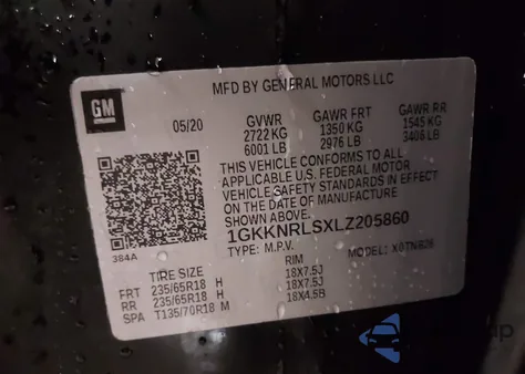 2020 GMC Acadia Sle from USA, damaged, VIN 1GKKNRLSELZ205860